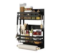 VCSZYAFX Estante de cocina magnético lateral con soporte, organizador especias madera negro/verde, plegable for refrigerador Se utiliza en refrigeradores y cocinas(Medium Dark green)