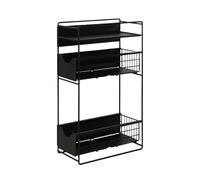 VCSZYAFX Estante magnético de 3 niveles for refrigerador, extraíble, for lavandería, organizador cocina, ahorra espacio lateral Se utiliza en refrigeradores y cocinas(Black 3 tier)