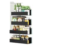 VCSZYAFX Estante magnético for refrigerador, montaje en pared, organizador for el hogar, baño, cocina, especias, estante lateral colgante for Se utiliza en refrigeradores y cocinas(Black-4pcs)