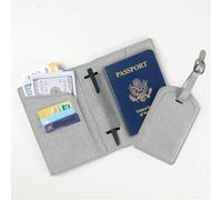 VCSZYAFX Funda for Pasaporte, Juego de Etiquetas for Equipaje, Porta Billetes Cuero Saffiano PU, Monedero Viaje con Letras Personalizadas para Billetes, Dinero y Tarjetas(Sliver)