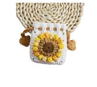 VCSZYAFX Monedero de ganchillo con diseño de girasol, minibolso de punto con cordón for mujer, llavero adecuado(White)