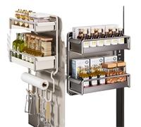 VCSZYAFX Organizador magnético for refrigerador, estante de almacenamiento extraíble lateral for cocina Se utiliza en refrigeradores y cocinas(White)