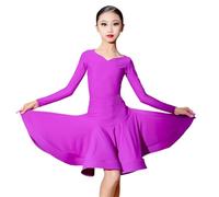 VCSZYAFX Reglas de competencia baile latino Vestido niñas Falda estándar internacional profesional Ropa adecuada para patinaje latino y artístico(Deep purple,180)