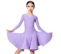 VCSZYAFX Reglas de competencia baile latino Vestido niñas Falda estándar internacional profesional Ropa adecuada para patinaje latino y artístico(Purple,140)