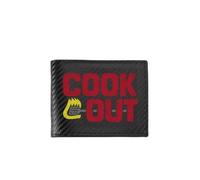 VCUUIK Cartera de cuero negra barbacoa, barbacoa, fuego cocinando, Regalos de impresión moderno y elegante para Hombre Padre Minimalista Slim