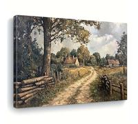 Vcvbhbn Cuadro decorativo de pared con diseño de paisaje vintage en un camino rural, ideal para la entrada de una casa de campo (40x60cm/sin marco).