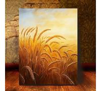 Vcvbhbn Cuadro decorativo de pared con imagen de un campo de trigo dorado al atardecer, estilo rural cálido, ideal para la decoración del comedor (60x90cm/marco interior).
