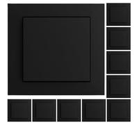 VCX WESA LC01Cx10 - Interruptor de luz empotrable, paquete de 10 unidades, color negro o blanco, interruptor individual doble LED, 230 V, 16 A, IP20, montaje en caja de 60 mm