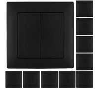 VCX WESA LC02Cx10 - Interruptor de luz empotrable, paquete de 10 unidades, color negro o blanco, interruptor individual doble LED, 230 V, 16 A, IP20, montaje en caja de 60 mm