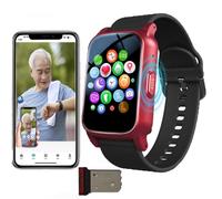 VCYEX Pulseras GPS para Mayores, Reloj localizador Personas Mayores， Reloj De Alarma Personal SOS con Detección De Alerta De Caída, Smartwatch para Personas MayoresRed,28 * 2cm