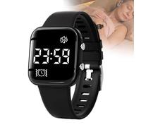 VCYEX Reloj Despertador Vibratorio Recordatorios Silenciosos Y Discretos Pulsera Despertador Vibración para Sueño Diario, Viajes, Dormitorio Despertador para Sordos Pulsera Black,3.7 * 3.2 cm