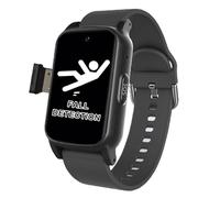 VCYEX Reloj Emergencia Ancianos Inteligente para Mayores con Detección De Caídas Reloj Localizador Personas Mayores Botón SOS GPS Videollamadas SmartwatchBlack,1.25 * 0.57 * 2.22inch