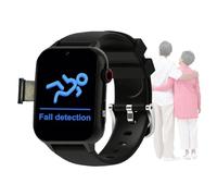 VCYEX Reloj Localizador Personas Mayores, Detección De Caídas SOS GPS Posicionamiento, Videollamadas, Reloj Inteligente con Boton Emergencia AncianosBlack,1.96 * 1.57 Inch