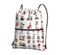 VCzsdff Bonita bolsa con cordón ajustable con estampado de carlino chihuahua, mochila plegable ligera, con bolsillo con cremallera para senderismo