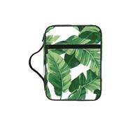 VCzsdff Bonita bolsa de almacenamiento de escritura impresa con hojas de palma verde, soporte de papelería resistente al agua, estuche de estudio de adoración de iglesia