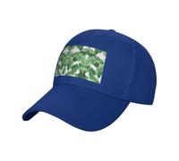 VCzsdff Bonita gorra de béisbol de algodón con estampado de hojas de palma verde, ajustable, lisa, casual, aspecto urbano clásico para adultos, Azul Real, Talla única