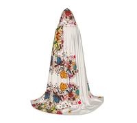 VCzsdff Capa con capucha gótica medieval de flores coloridas para adolescentes, disfraz de cosplay, feria renacentista, teatro