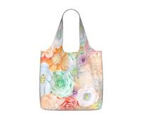 VCzsdff Colorful Flowers 1 - Bolsa plegable para comestibles, reutilizable, 25 l, ligera, de poliéster, para el hombro, Black, Talla única