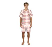 VCzsdff Conjunto de dormir de verano con estampado de beso rojo para hombre, camisa estampada rica con pantalones cortos elásticos, ropa de descanso ligera para regalo, Negro, M