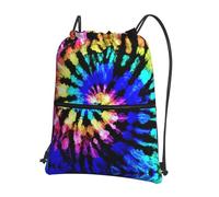 VCzsdff Exotic Tribe - Mochila plegable ligera con estampado de teñido anudado y cordón ajustable, con bolsillo con cremallera para senderismo