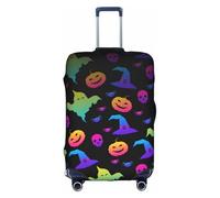 VCzsdff Funda de equipaje con estampado de arañas y sombrero de bruja de Halloween, arcoíris, lavable, antiarañazos, para equipaje de 18 a 32 pulgadas, White, L