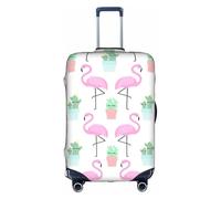 VCzsdff Funda de equipaje con estampado de cactus y flamenco tropical, lavable, antiarañazos, para equipaje de 18 a 32 pulgadas, White, M