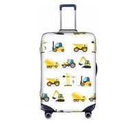 VCzsdff Funda de equipaje con estampado de camión de maquinaria pesada de dibujos animados, lavable, antiarañazos, para equipaje de 18 a 32 pulgadas, White, XL