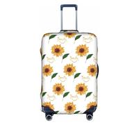 VCzsdff Funda de equipaje con estampado de girasol y cara sonriente, lavable, antiarañazos, para equipaje de 18 a 32 pulgadas, White, S