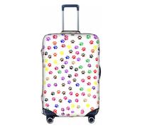 VCzsdff Funda de equipaje con estampado de huellas de patas, lavable, antiarañazos, para equipaje de 18 a 32 pulgadas, White, M