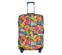 VCzsdff Funda de equipaje con estampado Memphis de colores, lavable, antiarañazos, para equipaje de 18 a 32 pulgadas, White, S