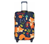 VCzsdff Funda de equipaje lavable con estampado de flores de zorro y animales, antiarañazos, se adapta a equipaje de 18 a 32 pulgadas, White, S