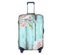VCzsdff Funda de equipaje lavable con estampado floral para puerta de granero, color verde azulado, antiarañazos, para equipaje de 18 a 32 pulgadas, White, XL