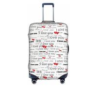 VCzsdff Funda de equipaje lavable con texto en inglés "I Love You Words with Hearts", protector de maleta, antiarañazos, para equipaje de 18 a 32 pulgadas, White, L