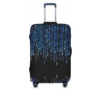 VCzsdff Funda protectora de equipaje con estampado binario azul, lavable, antiarañazos, se adapta a equipaje de 18 a 32 pulgadas, White, L