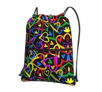 VCzsdff Gay Pride - Bolsa de saco ajustable con cordón ajustable con estampado de arco iris, mochila plegable ligera, con bolsillo con cremallera para senderismo