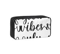 VCzsdff Good Vibes Only - Estuche para bolígrafos, organizador de artículos de papelería, duradero, con cremallera, bolsa de poliéster para el trabajo universitario