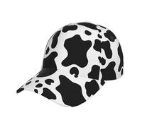 VCzsdff Gorra de béisbol con estampado de vaca en blanco y negro con patrones ricos, visera curvada, ligera, ajustable, moderna, gorra de calle