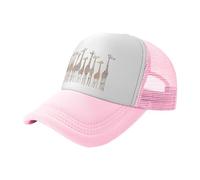 VCzsdff Gorras de béisbol con estampado de jirafas de dibujos animados salvajes, sombreros de camionero de malla transpirable, sombreros de parasol para aventuras al aire libre, rosa, Talla única