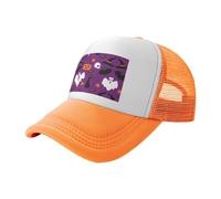 VCzsdff Gorras de béisbol moradas con estampado de terror de Halloween, sombreros de camionero de malla transpirable, sombreros de parasol para aventuras al aire libre, naranja, Talla única