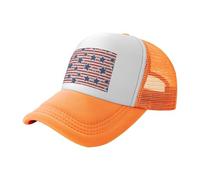 VCzsdff Gorras de béisbol rojas y blancas con estampado de bandera de estrellas y rayas, sombreros de camionero de malla transpirable, sombreros de parasol para aventuras al aire libre, naranja, Talla