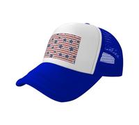 VCzsdff Gorras de béisbol rojas y blancas con estampado de bandera de estrellas y rayas, sombreros de camionero de malla transpirable, sombreros de parasol para aventuras al aire libre, azul, Talla