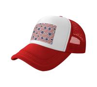 VCzsdff Gorras de béisbol rojas y blancas con estampado de bandera de estrellas y rayas, sombreros de camionero de malla transpirable, sombreros de parasol para aventuras al aire libre, rosso, Talla