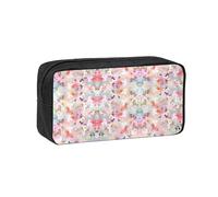 VCzsdff Hermoso estuche para bolígrafos con estampado de flores rosas, espacioso, organizador de artículos de papelería, bolsa duradera con cremallera, bolsa de poliéster para ir al trabajo