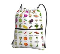 VCzsdff Introducción de la bolsa de saco con cordón ajustable con estampado de verduras, mochila plegable ligera, con bolsillo con cremallera para senderismo