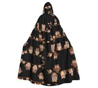 VCzsdff Lindos búhos de dibujos animados marrones con estampado de suministros de fiesta de carnaval, capa económica con capucha para adultos, capa con capucha de 57.8 pulgadas de longitud para