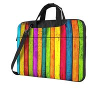VCzsdff Maletín acolchado de tela Oxford resistente a prueba de golpes con estampado de tablero de madera de colores para viajes, Black, 13 inch