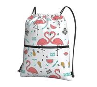 VCzsdff Pink Flamingo. Bolsa con cordón ajustable y estampado de flamenco, mochila ligera y plegable, con bolsillo con cremallera para senderismo
