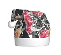 VCzsdff Roses Flower Floral Zebra Stripes Printing Unisex Adult Annual Ceremonia 1 Pcs Christmas Headbands Decoration Christmas Tree Snowman Santa Hat