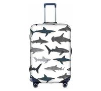 VCzsdff Sharks - Funda de equipaje lavable con estampado náutico, antiarañazos, para equipaje de 18 a 32 pulgadas, White, M