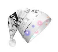 VCzsdff Sombrero de Papá Noel de felpa con estampado matemático con luces LED, sombrero de Navidad iluminado, sombreros de Navidad divertidos intermitentes para adultos